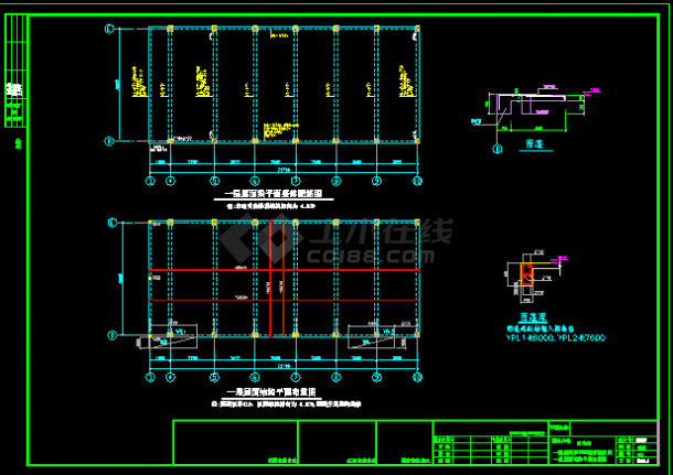 某框架配电房结构cad施工设计图-图二