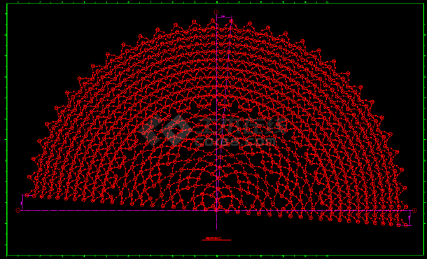 某大跨度球壳网架结构cad设计图