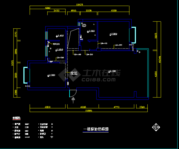 梦园别墅装修CAD平面设计施工图-图二