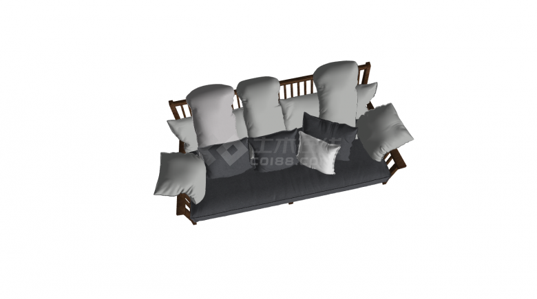 现代木制深色沙发su模型-图二