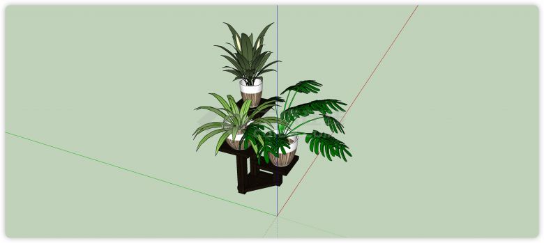 碗装花盆绿植组合室内植物su模型-图一