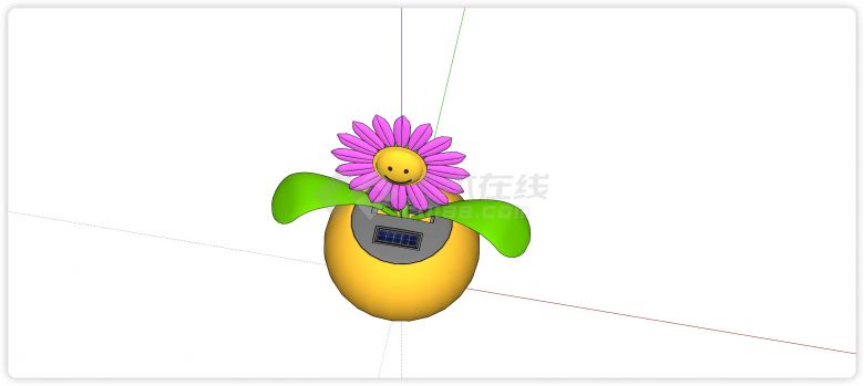 太阳能粉色小菊花室内植物su模型-图一