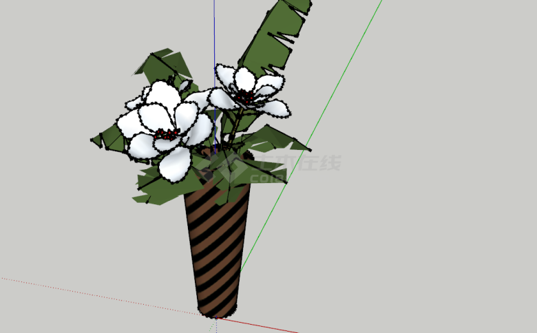 室内白色花易种植植物su模型-图二