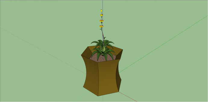 室内开黄色花植物su模型_图1