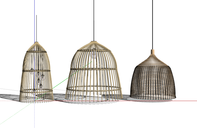 三个形状不同的编制灯具su模型_图1