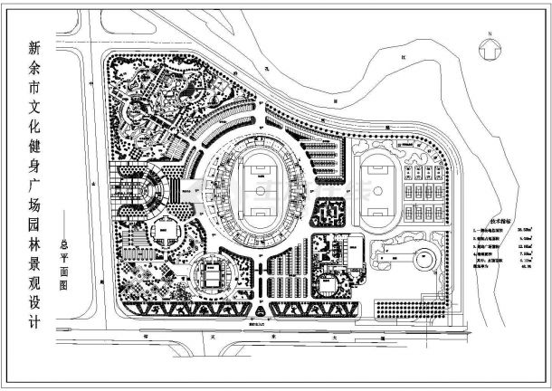 市体育中心广场园林绿化规划设计图-图一
