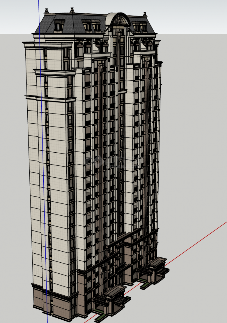 法式高层住宅设计su模型-图二