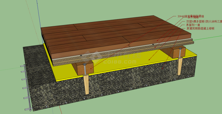 多层复合型的木地板su模型-图一