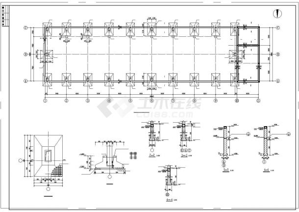 某15米跨带吊车钢混排架厂房建筑结构设计图-图二