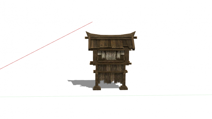 木制带屋檐告示牌su模型_图1