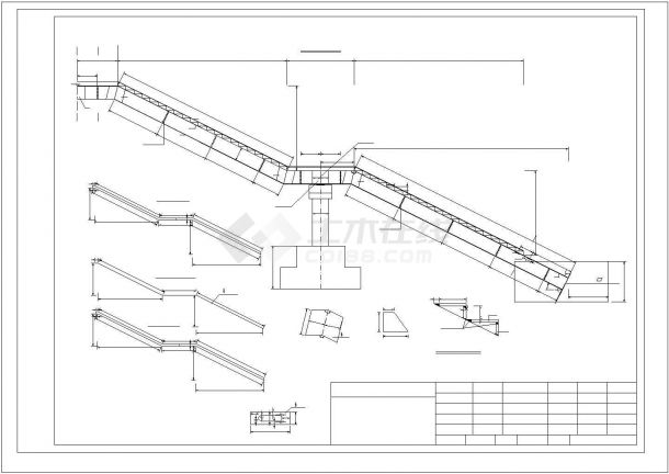 某市内纯钢结构人行天桥全套结构施工图纸-图二