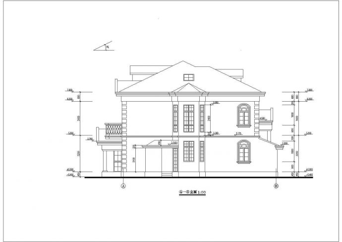 蒙古二层框架结构别墅建筑设计施工图_图1