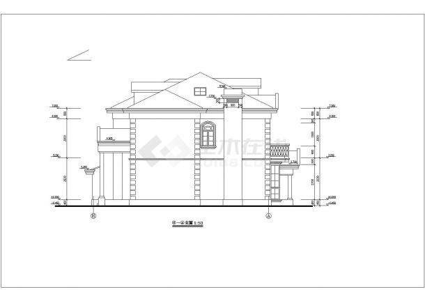 蒙古二层框架结构别墅建筑设计施工图-图二