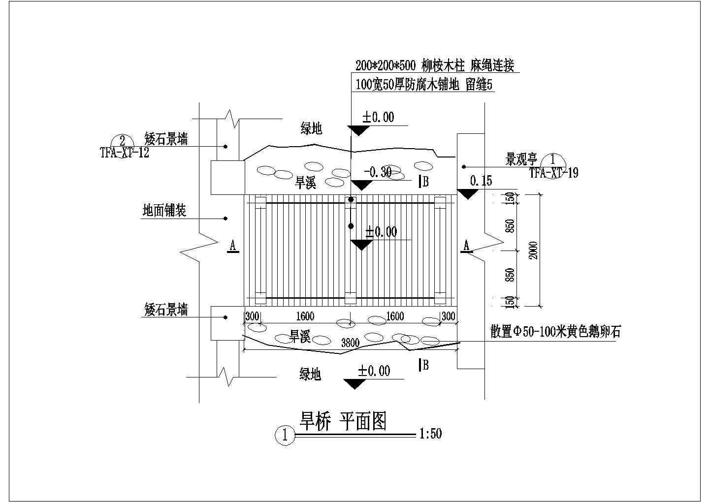 某小区旱景平板桥做法图纸（营造枯水景）