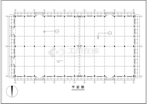 某单跨36米框排架厂房结构设计图-图一