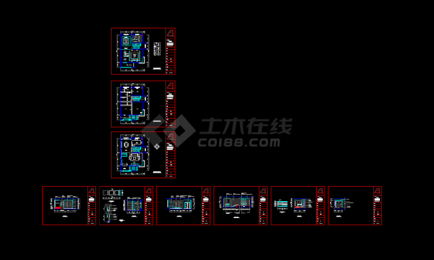 某住宅楼客厅餐厅设计cad全套方案图-图一