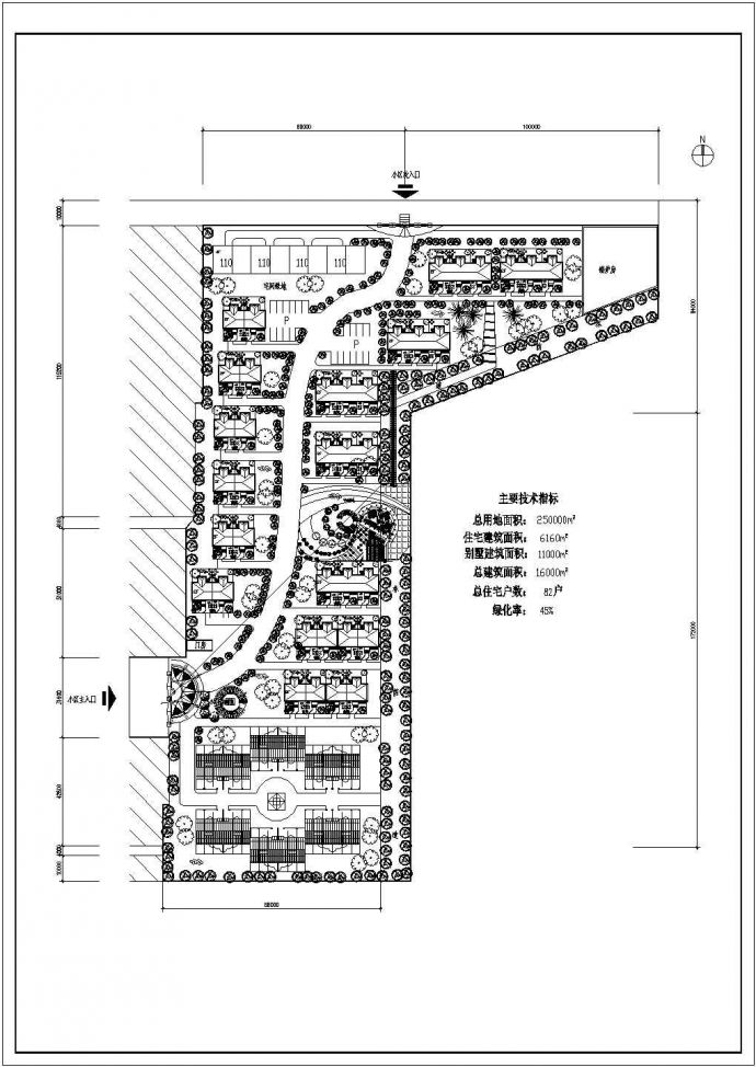 某别墅小区总平面规划cad设计图_图1