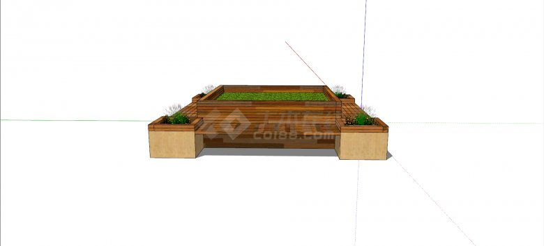 棕色系塑木材质花池坐凳su模型-图一