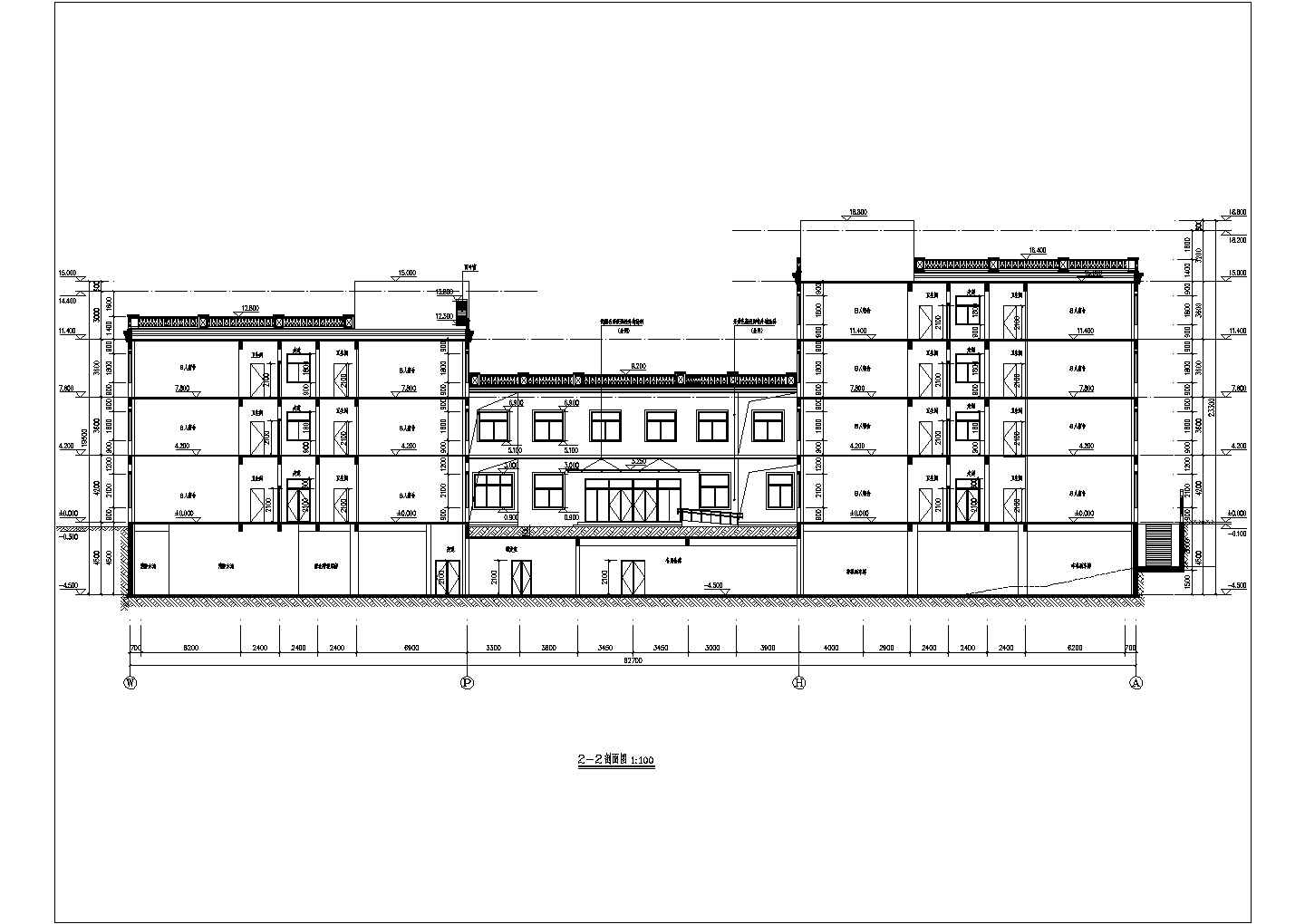 某地4层框架结构加地下室的宿舍楼建筑设计施工图