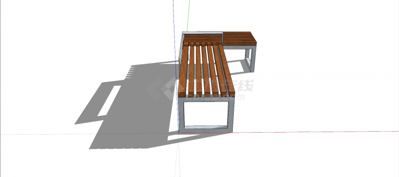混合材质直角式坐凳su模型-图二