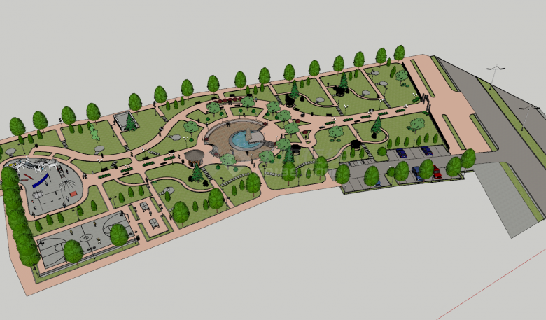 公园景观设计su模型-图二