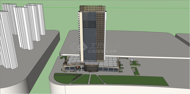 都市独栋高层办公楼su模型-图二