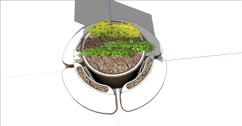 现代高级白色圆形花池坐凳su模型-图一