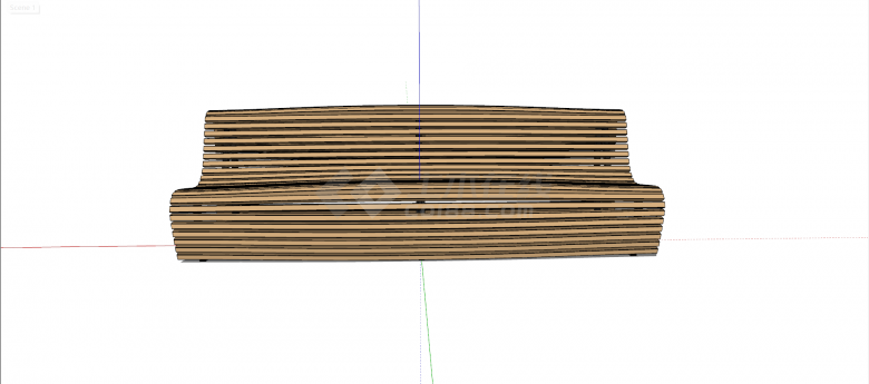 一字形榉木材质坐凳su模型-图一