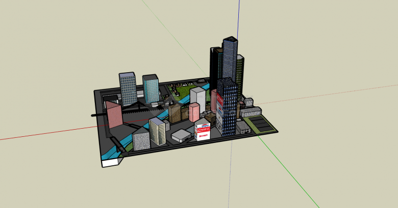 现代高层带河流建筑商业综合体SU模型-图二