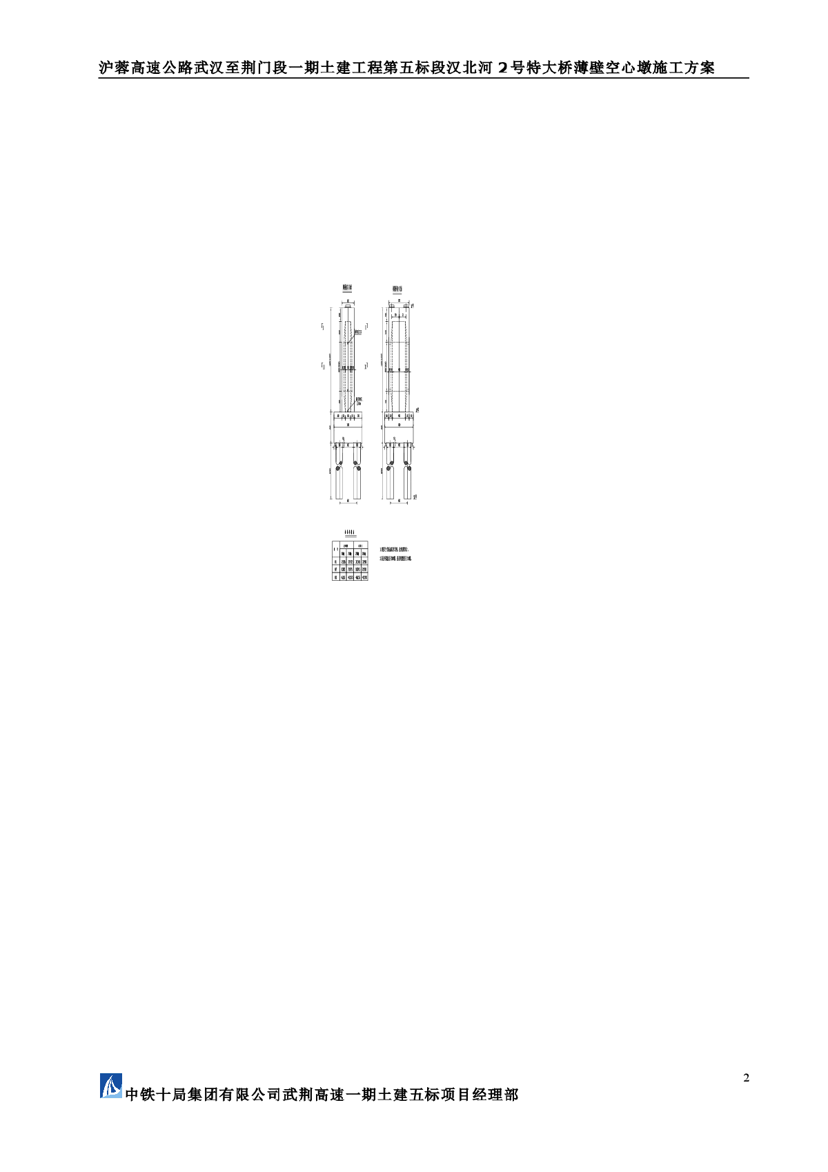 汉北2号桥 薄壁墩施工方案-图二