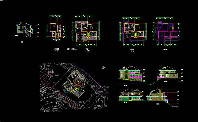某经典风格私家小别墅设计cad建施图带效果图_图1