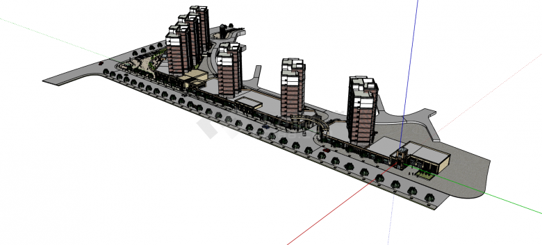 东部沿路大型高层小区古典商业加建调整SU模型-图二
