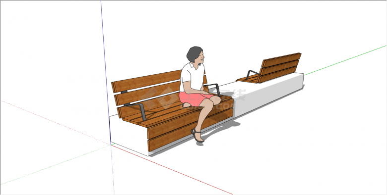 现代经典简约连椅创意坐凳su模型-图二