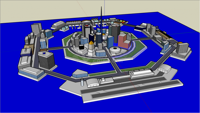 圆形设计的建筑城市设计SU模型 -图一