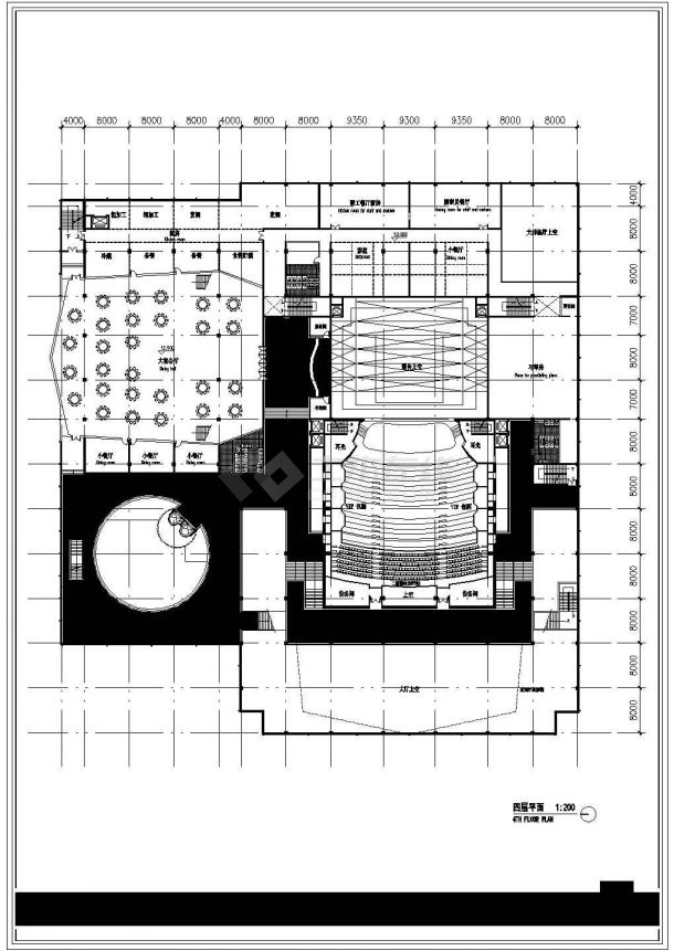 小型剧院布置座位排布和地下车库布置CAD平面图-图二