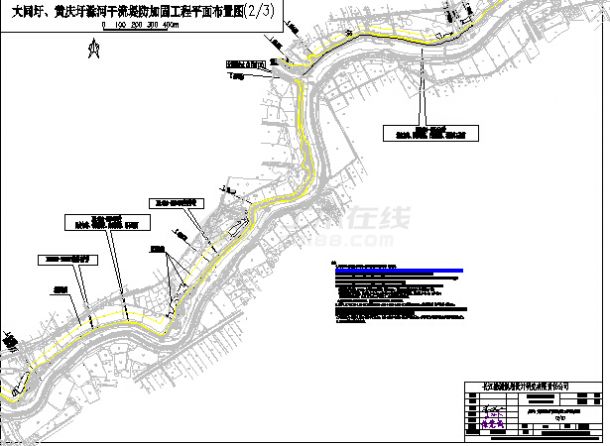 【安徽】滁州长江支流滁河堤防大型工程设计平面图纸-图二