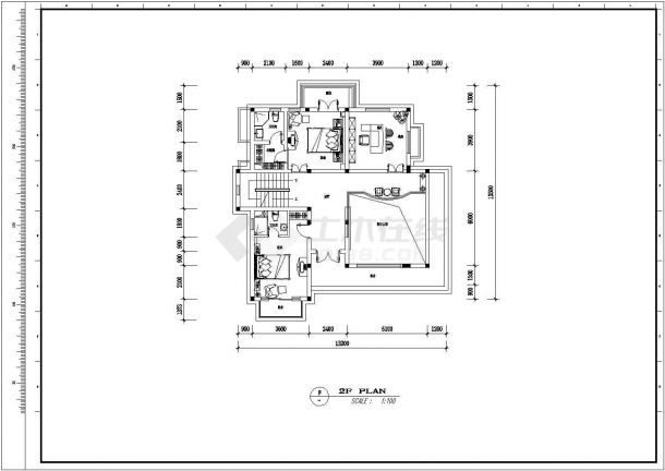 [山东]别墅建筑室内装修cad施工设计图-图二