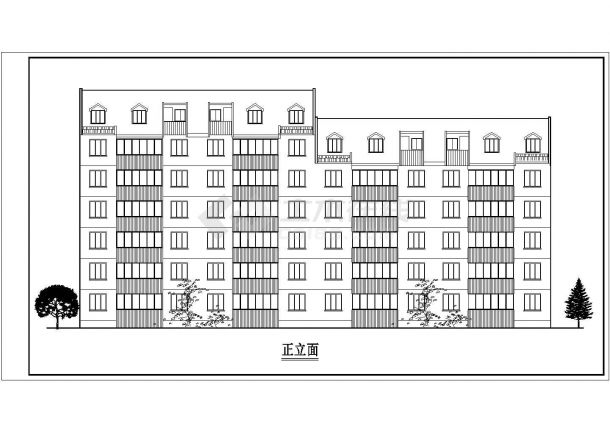 北馨住宅楼建筑CAD设计平立面图纸-图二