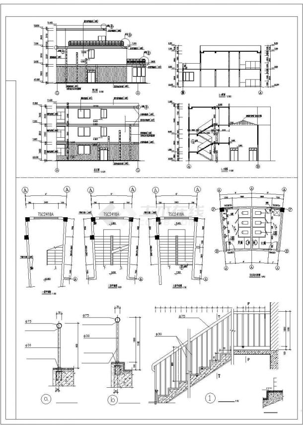 某小区会所建筑CAD施工设计平面图-图二