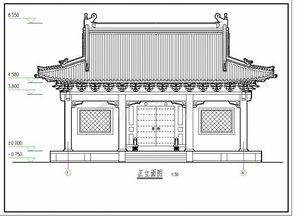 某地大型古建cad设计图-图二