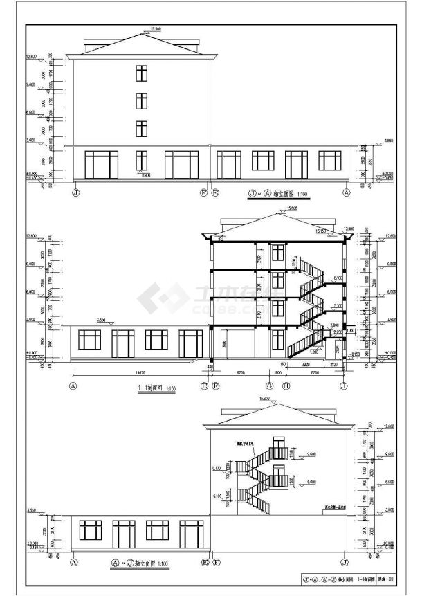 某地農村四層自建賓館建築設計施工圖