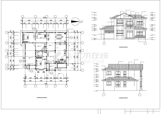 某小区别墅结构建筑施工设计CAD图-图二