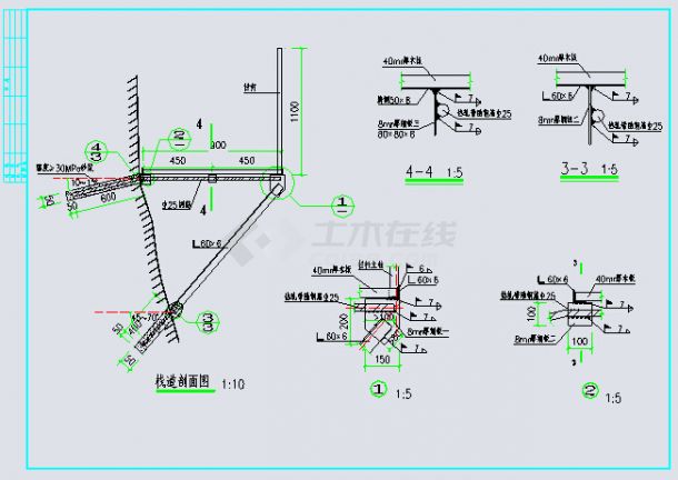 某地区钢结构栈道建设CAD规划参考图-图二