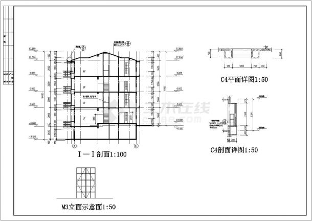 某框架结构小型公寓设计cad全套建施图-图一