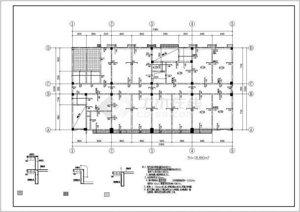 某市某中心六层框架结构建筑设计施工图-图二