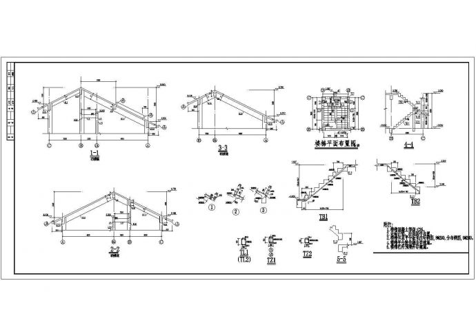 某两层框架别墅结构设计cad图纸_图1