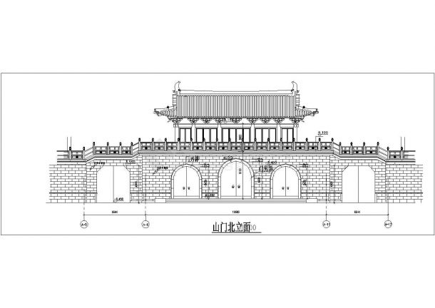 某地大型仿古山门建筑施工图-图一