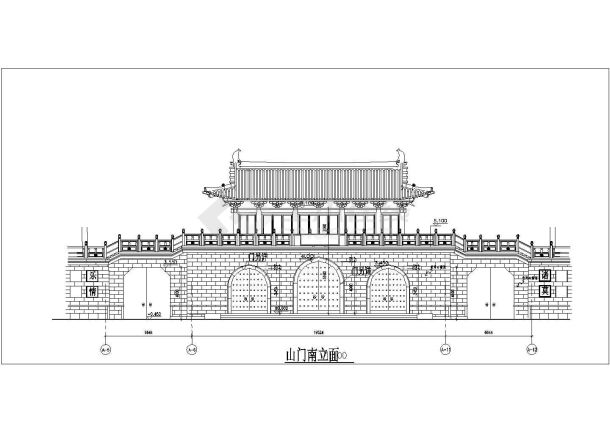 某地大型仿古山门建筑施工图-图二