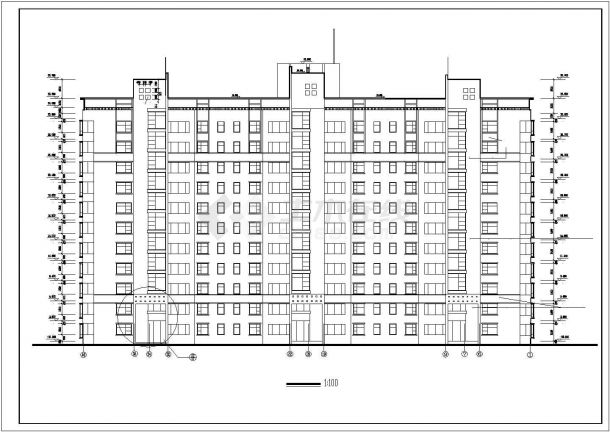 某小高层住宅楼建筑施工CAD设计平立面图-图二