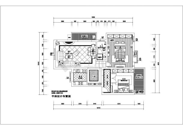 地中海风格二室住宅装修设计CAD施工图-图一